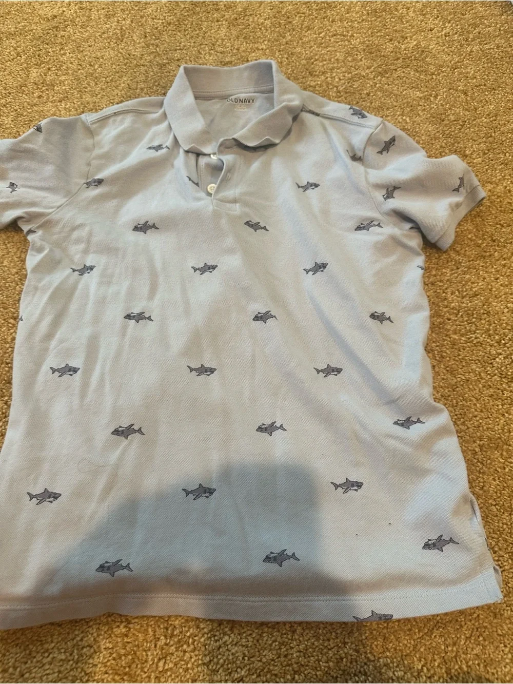Old Navy Light Blue Polo with Navy Shark Motif